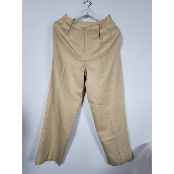 Talbots Womens Beige Pure Silk Wide Leg High Waist Pleated Dress Pants Size 8 - Picture 1 of 9